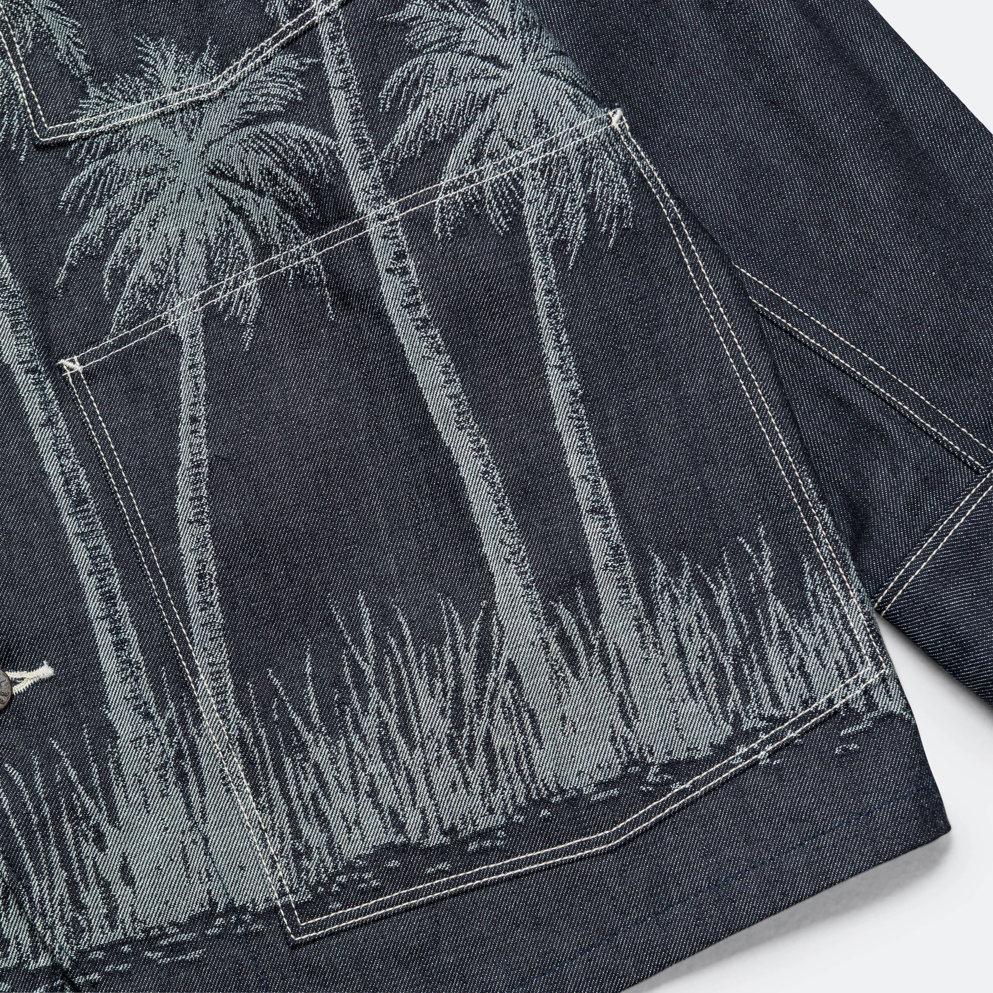 12oz PALM TREE Jacquard Denim CACTUS Coverall - Indigo