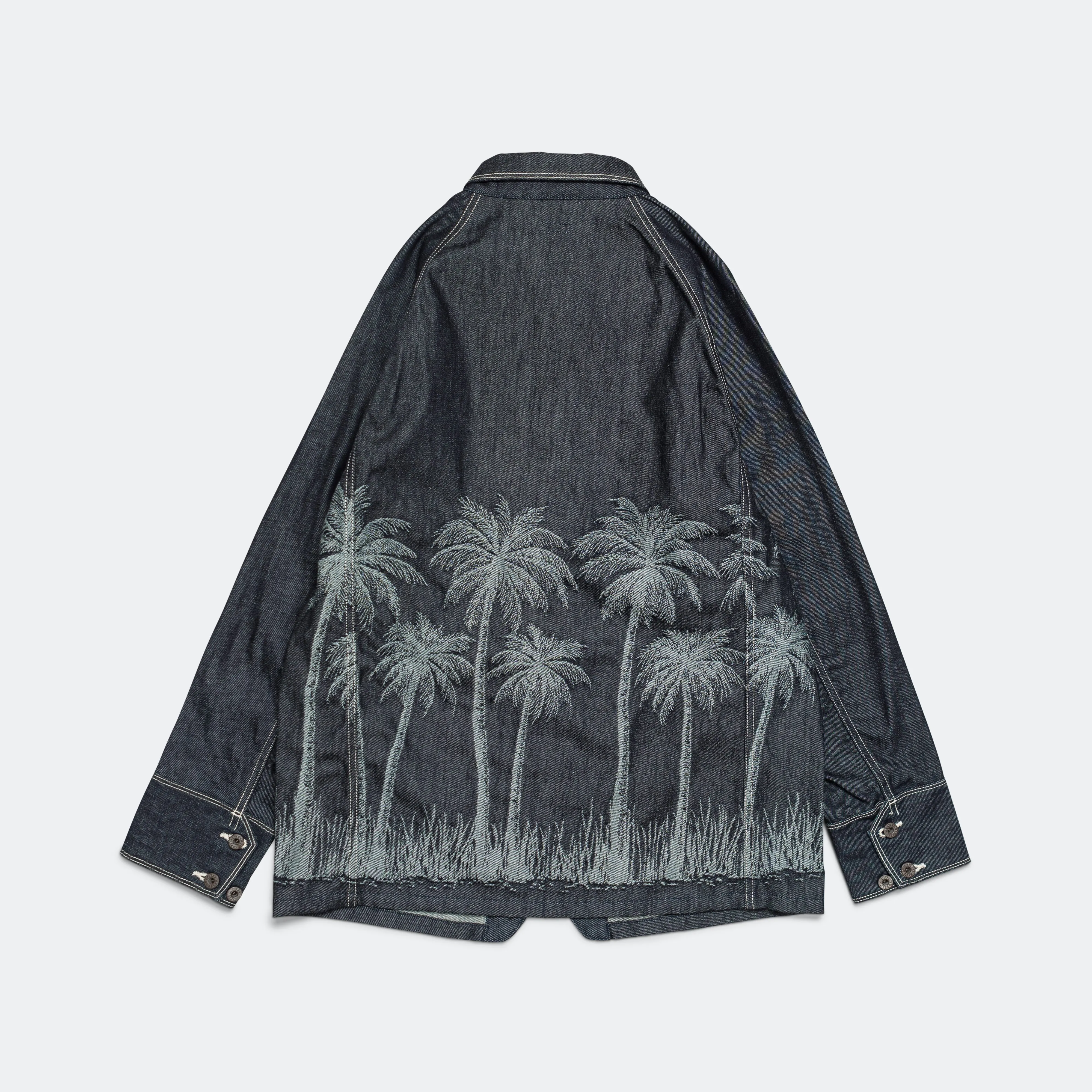 12oz PALM TREE Jacquard Denim CACTUS Coverall - Indigo