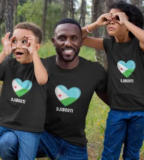 1sttheworld T-Shirt - Heart Djibouti Flag T-Shirt Black A35