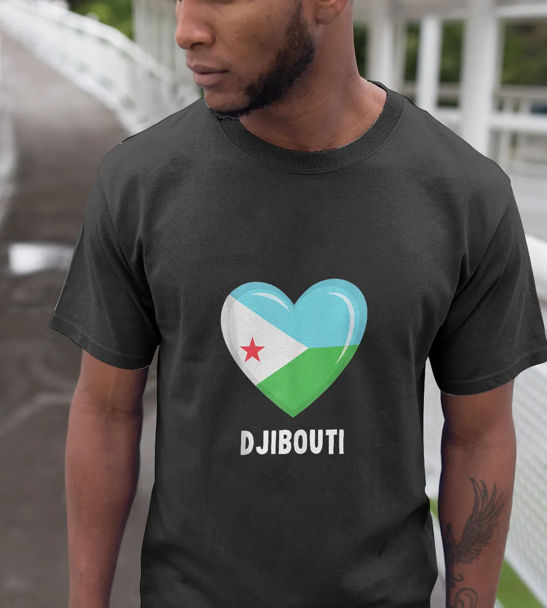 1sttheworld T-Shirt - Heart Djibouti Flag T-Shirt Black A35