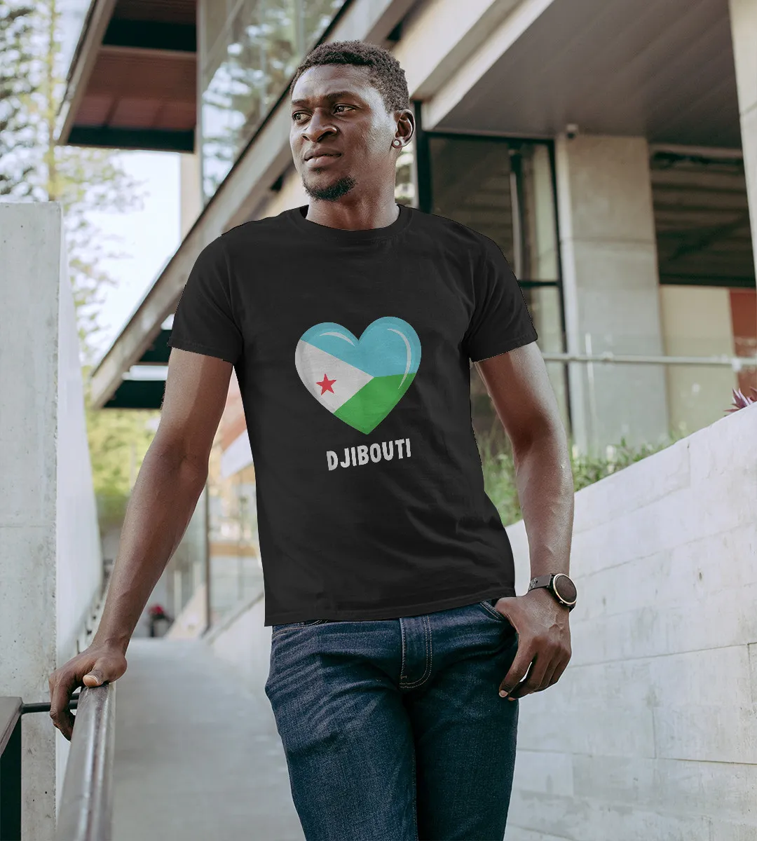 1sttheworld T-Shirt - Heart Djibouti Flag T-Shirt Black A35