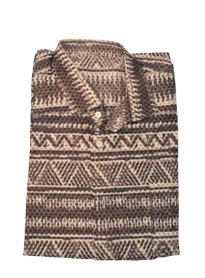 African Shirt Brown and Tan Tribal Print - MS14