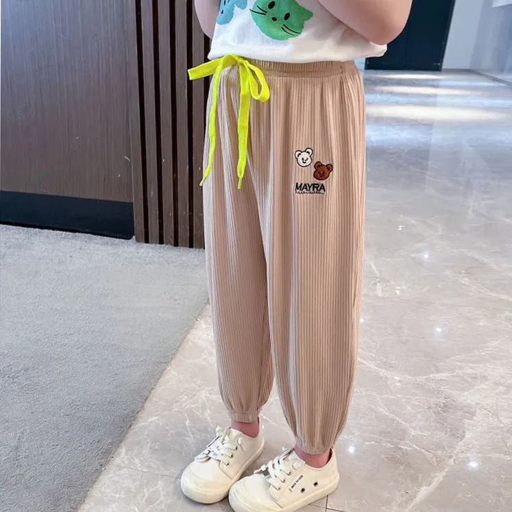 Baby Kid Girls Animals Cartoon Embroidered Pants