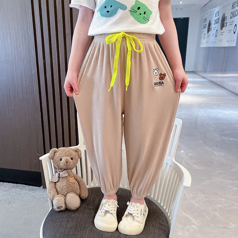 Baby Kid Girls Animals Cartoon Embroidered Pants