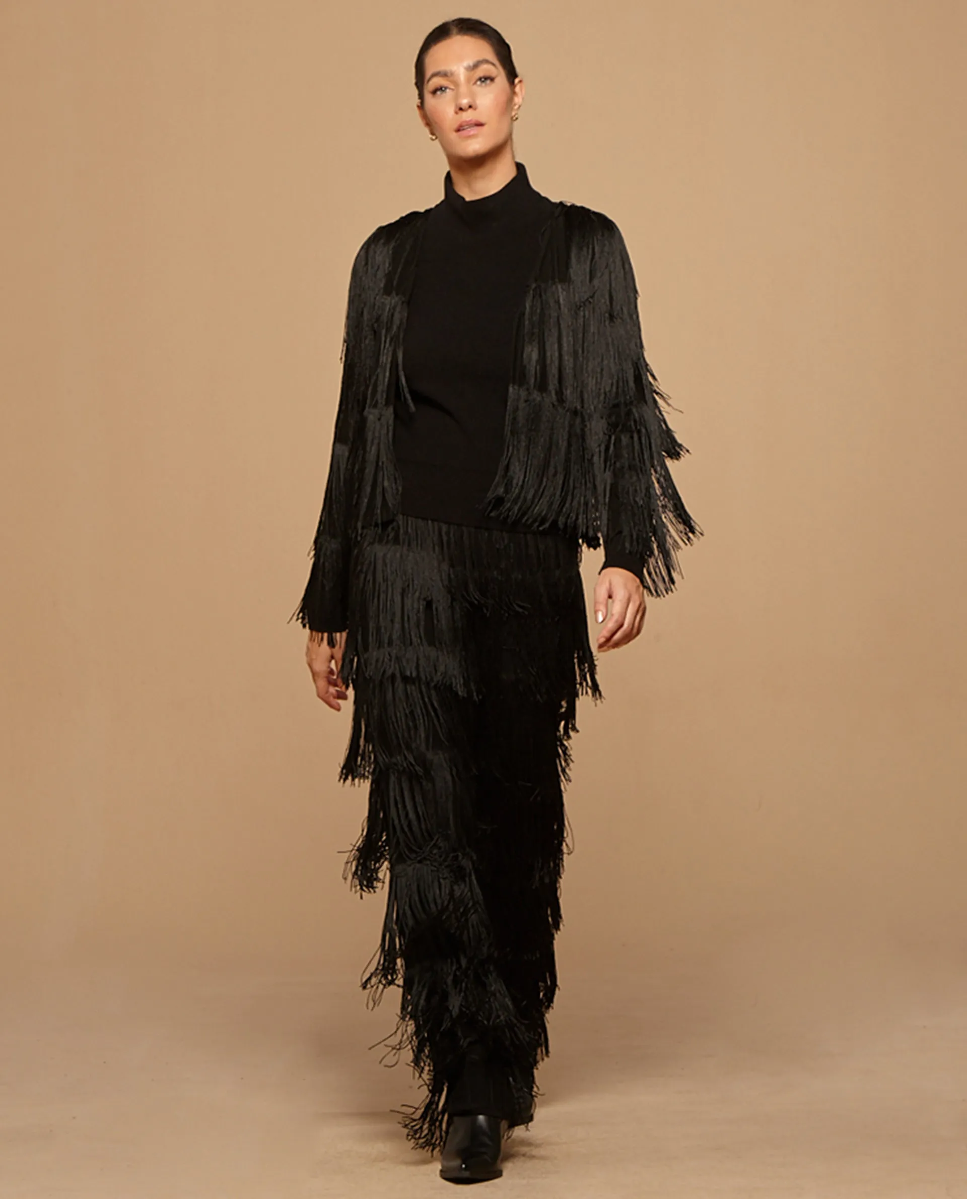 Black Fringes Pants