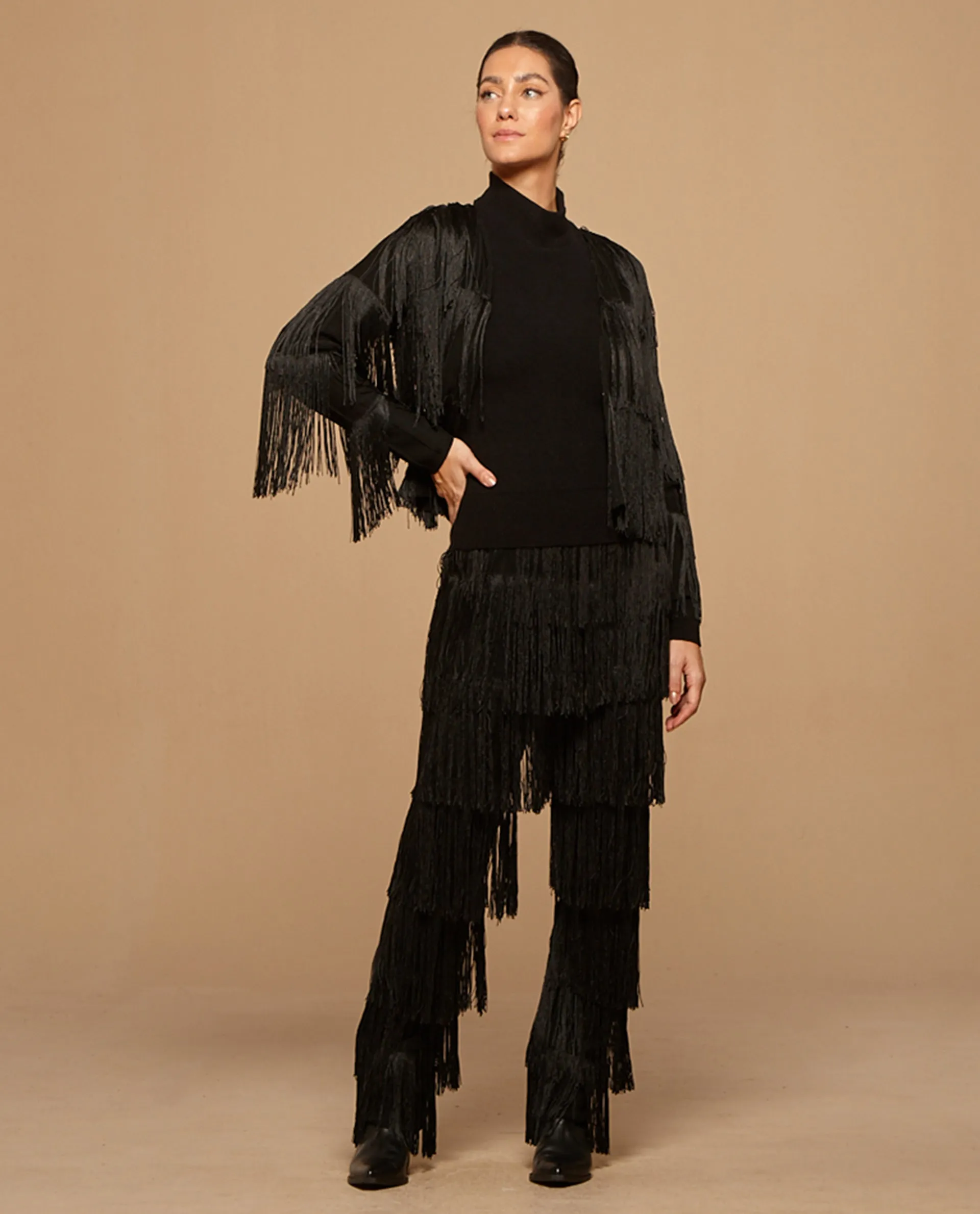 Black Fringes Pants