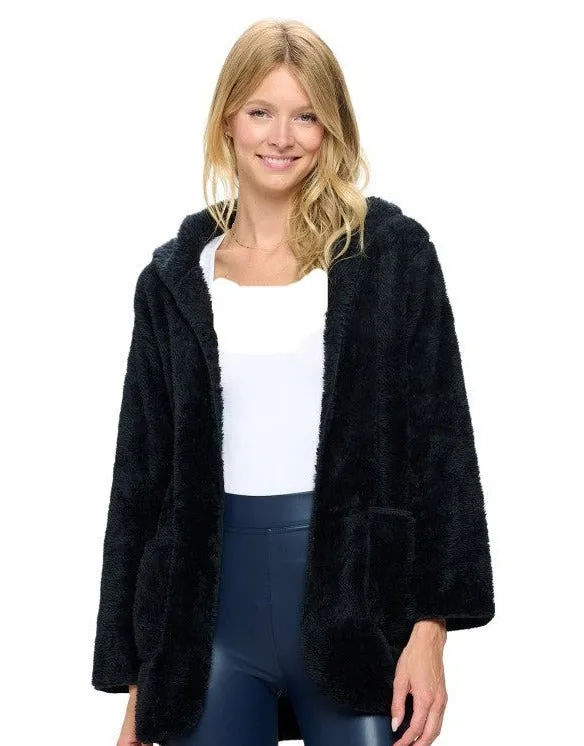 Black Fur Hooded Jacket