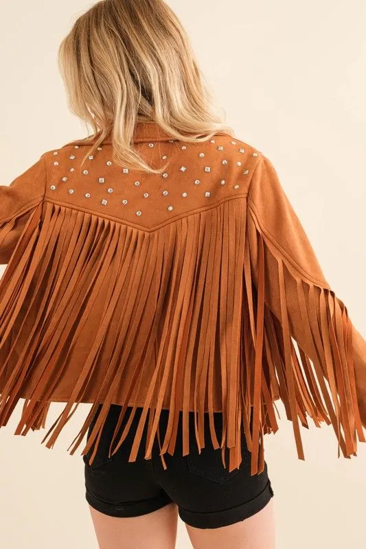 Blue B | Studded Fringe Open Western Jacket