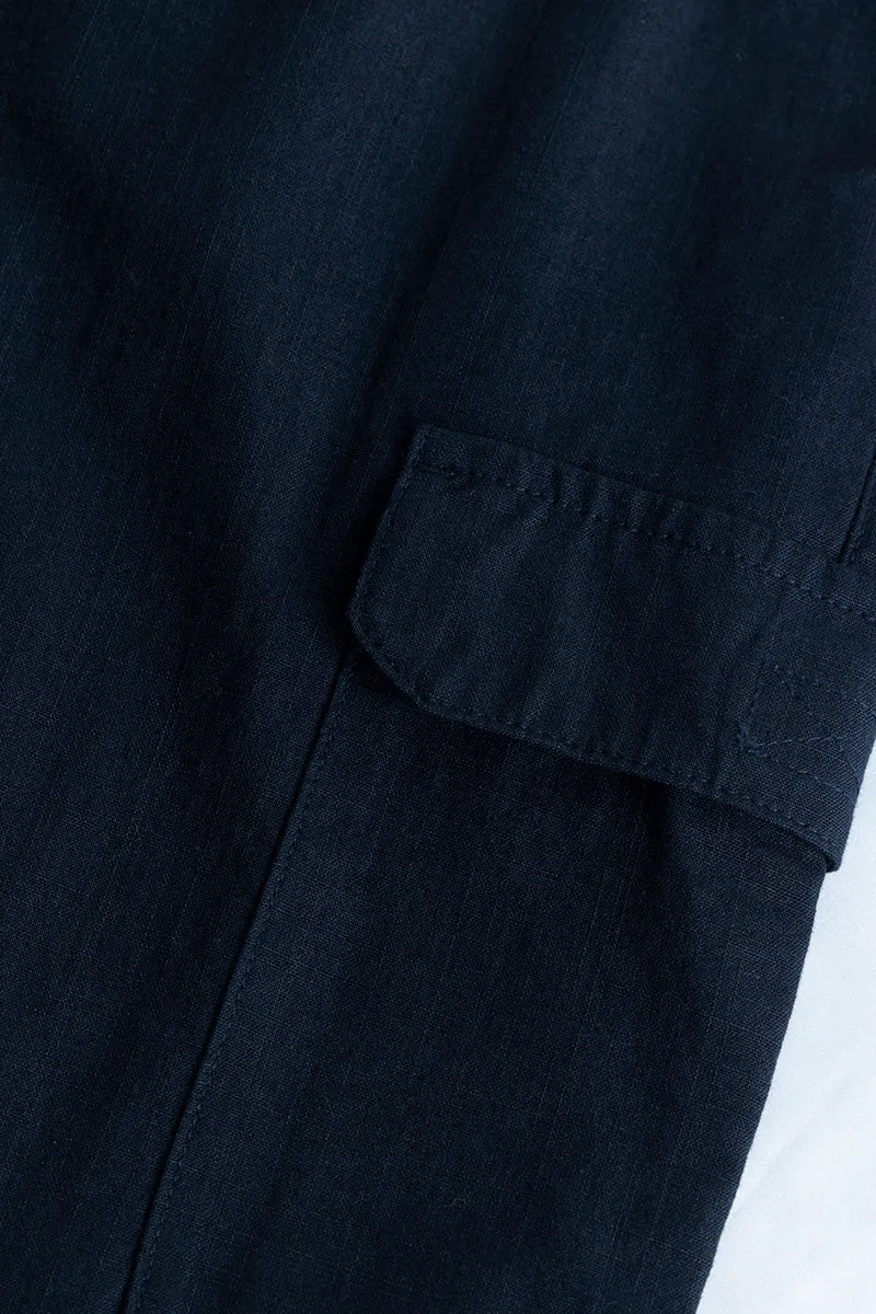 City Breeze Navy Linen Cargo Pant