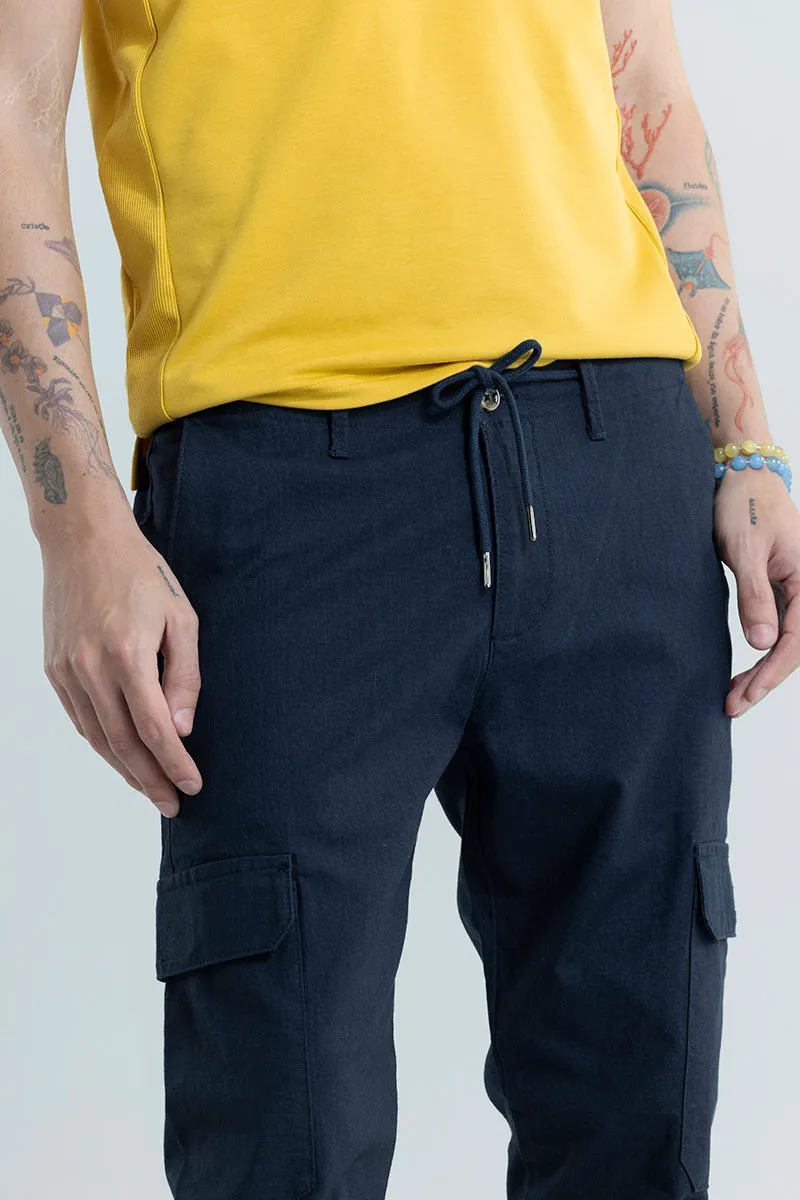 City Breeze Navy Linen Cargo Pant