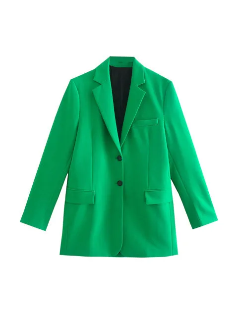 City Commenter Matching Outfits Sets 2023 Chic Green Oversized Long Women Blazer   mini Skirt 2pc Sets