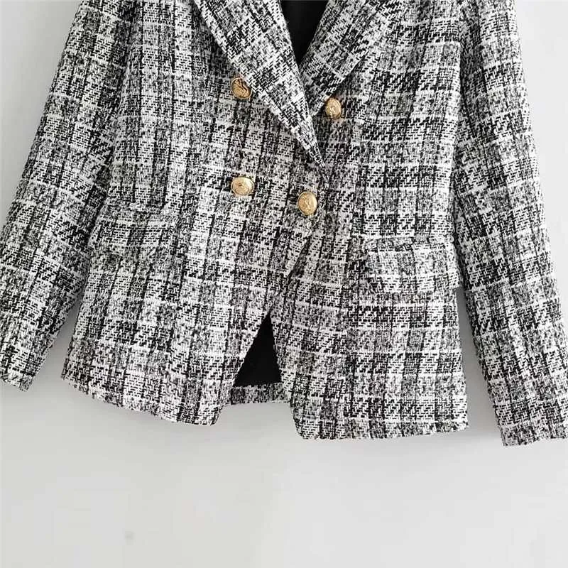 Confident Womens Tweed Blazer And Skirt Suits Plaid