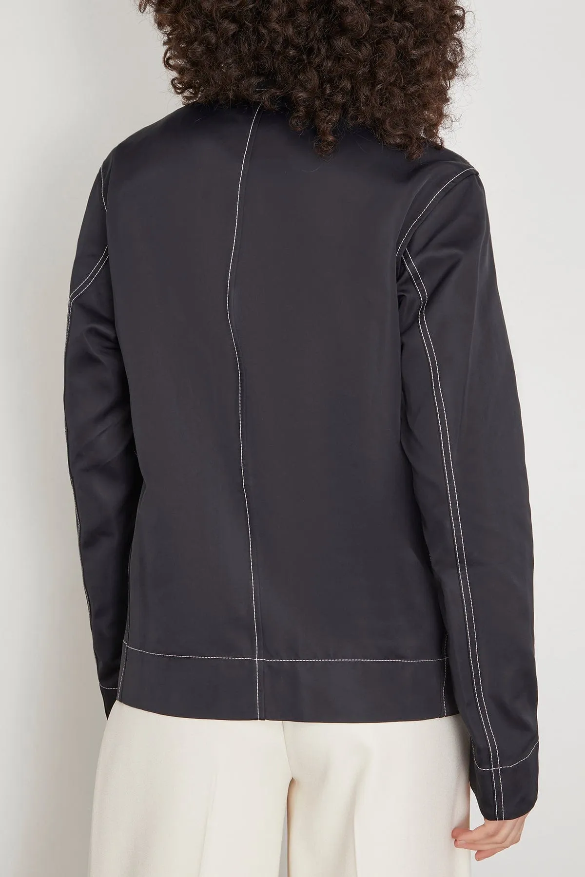 Contrast Seam Workwear Jacket in Black