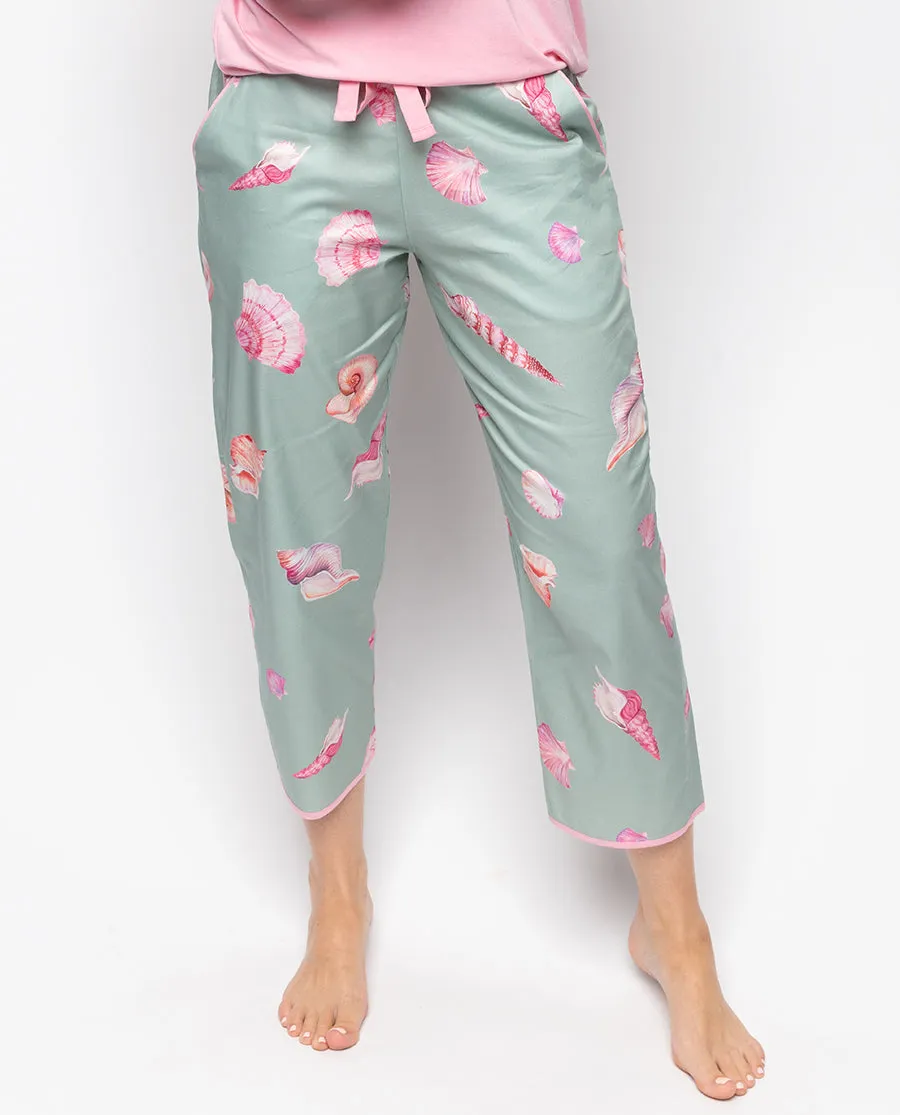 Coral Shell Print Cropped Pyjama Bottoms