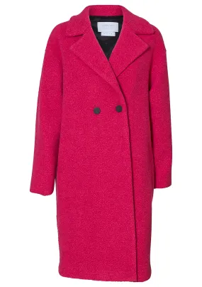 Drop Shoulder Bouclé Coat Fuchsia