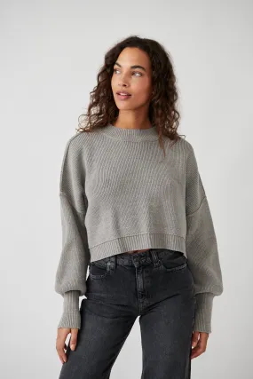 Easy Street Crop Pullover - Heather Grey