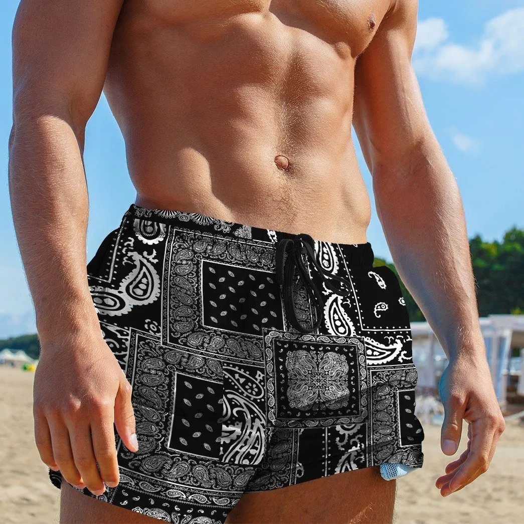 Gearhuman 3D Black Multiple Paisley Bandanas Shorts