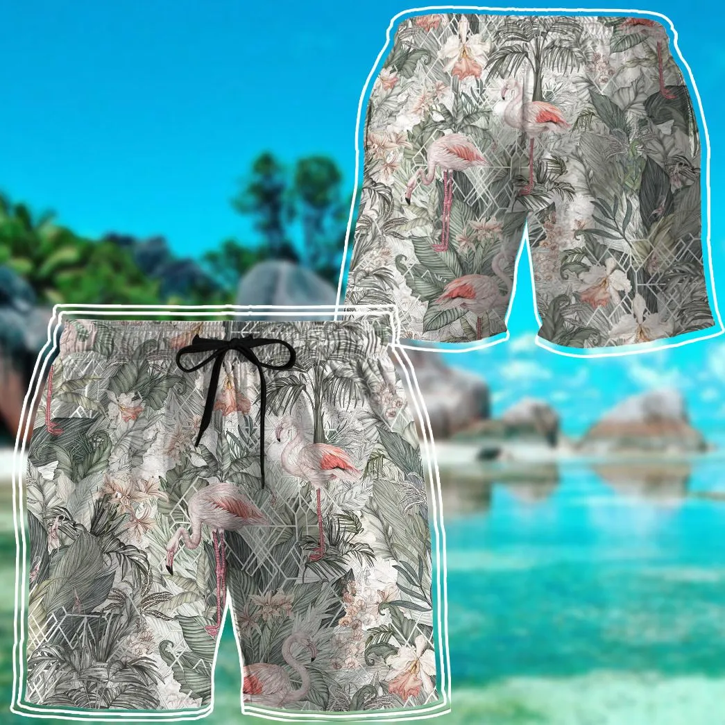 Gearhuman 3D Flamingos Tropical Jungle Shorts