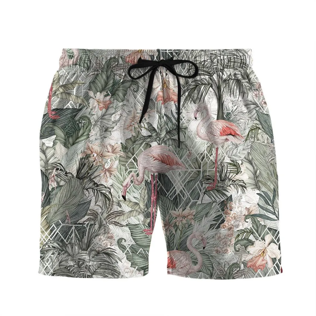 Gearhuman 3D Flamingos Tropical Jungle Shorts