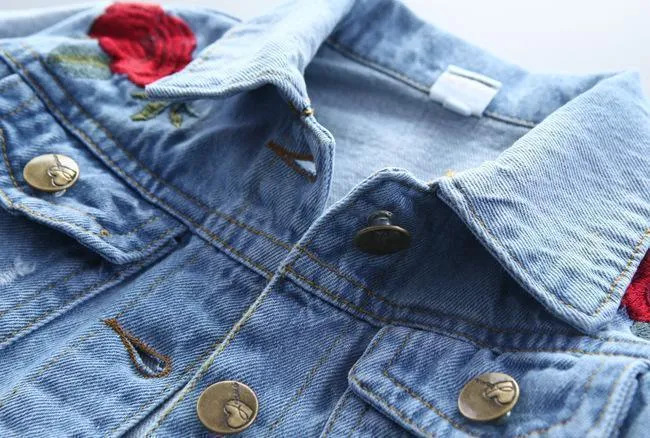 Girls Jacket Floral Jean Jacket