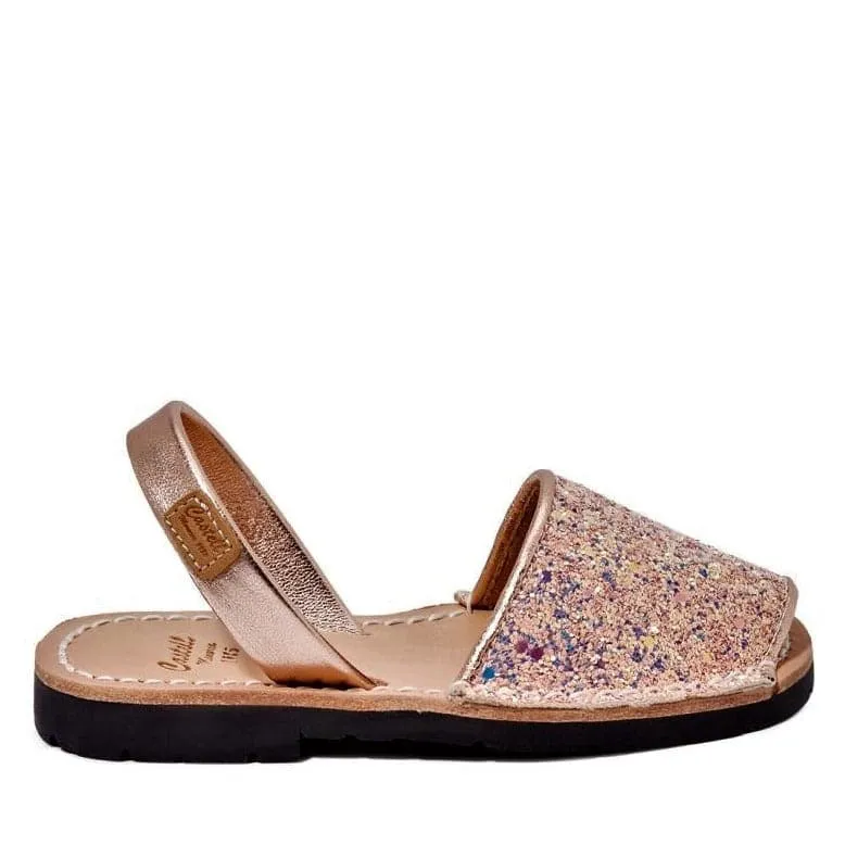 Glittery Leather Menorcan Sandal For Kids - Iker 1097R Strech