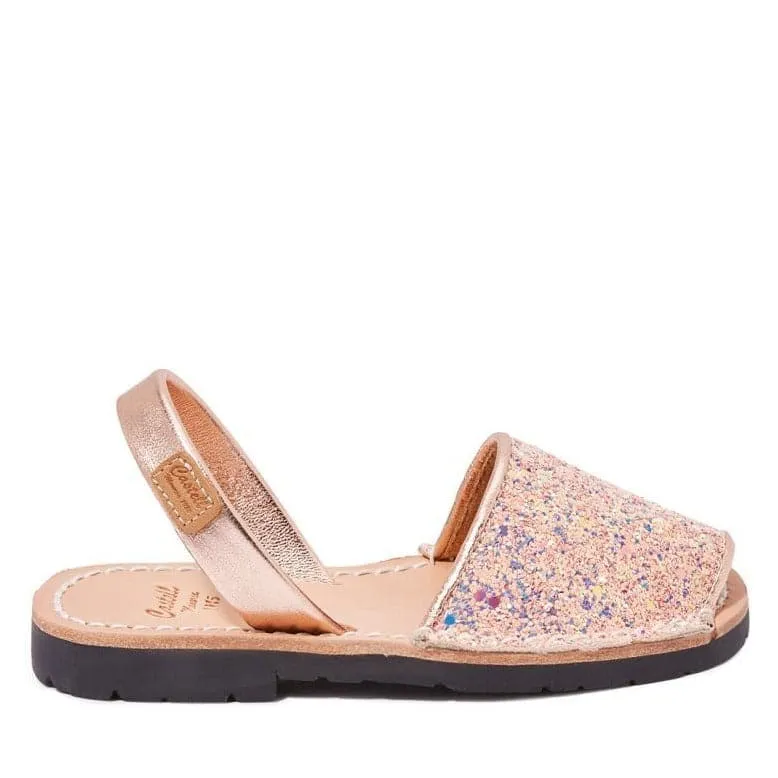 Glittery Leather Menorcan Sandal For Kids - Iker 1097R Strech