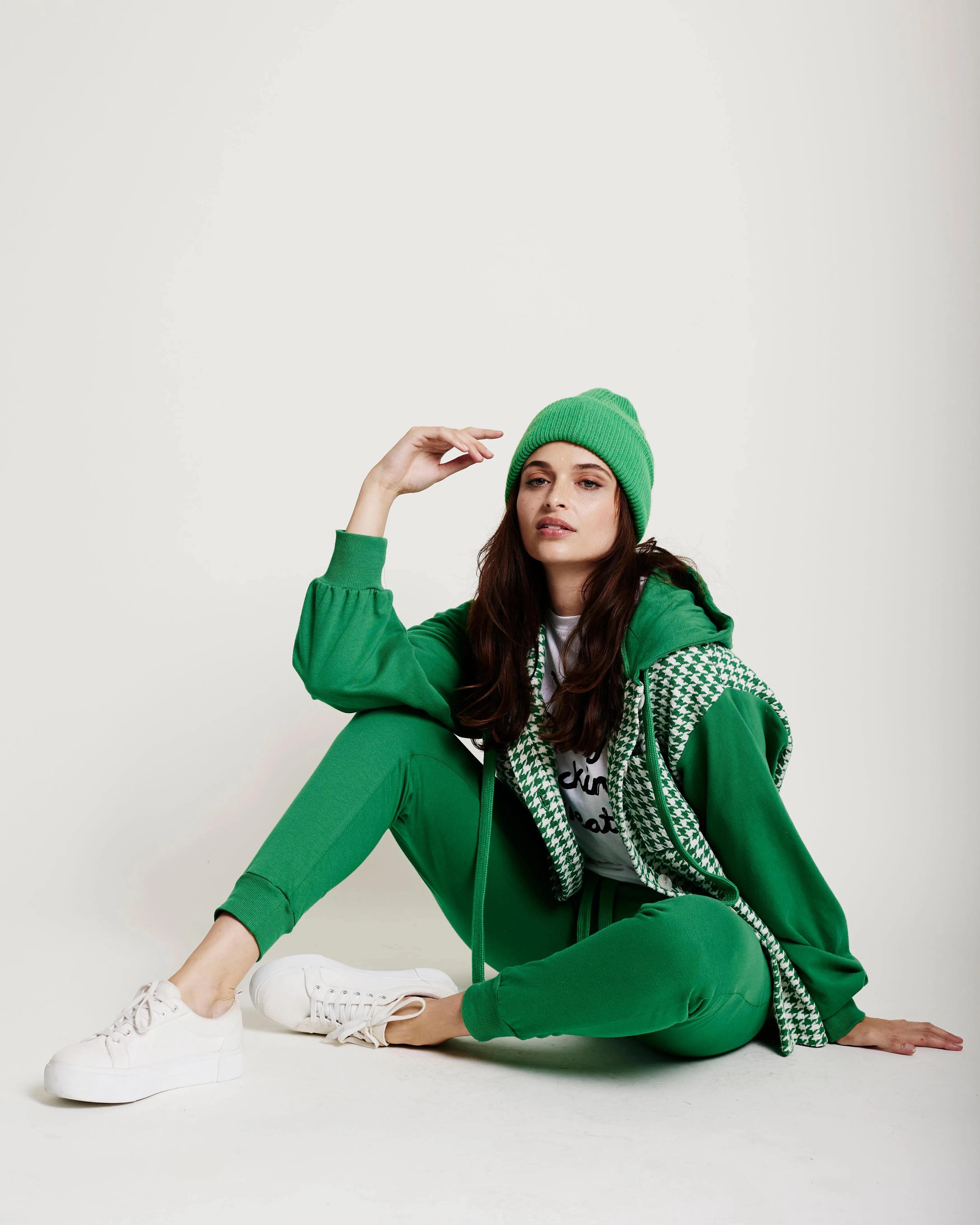 Green Boucle Combo Hoodie