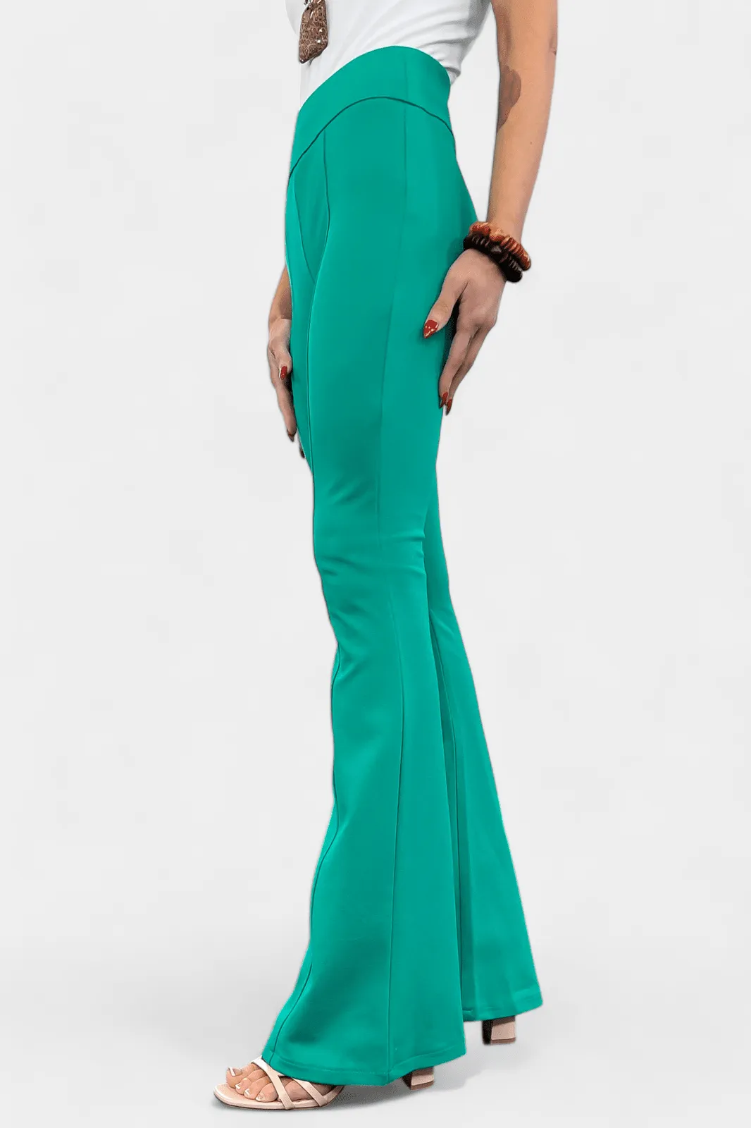 Green High Waisted Flare Pants [NO RETURNS]