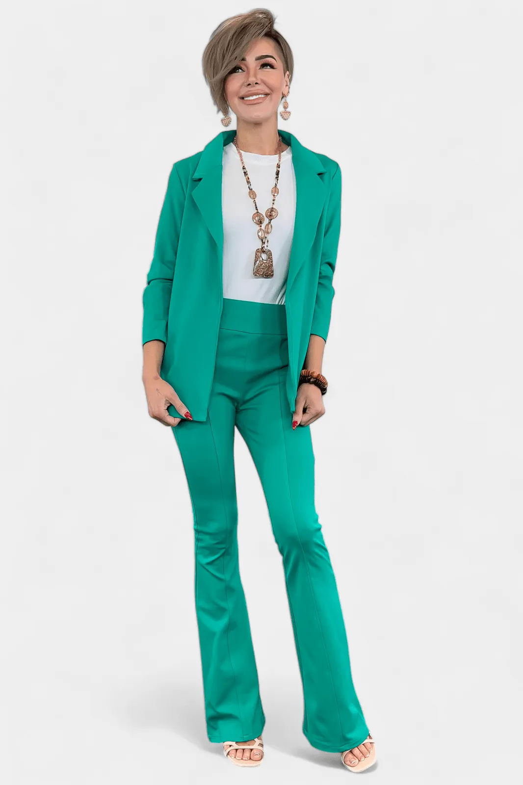 Green High Waisted Flare Pants [NO RETURNS]