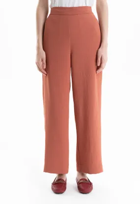 High Rise Textured Straight Leg Trouser