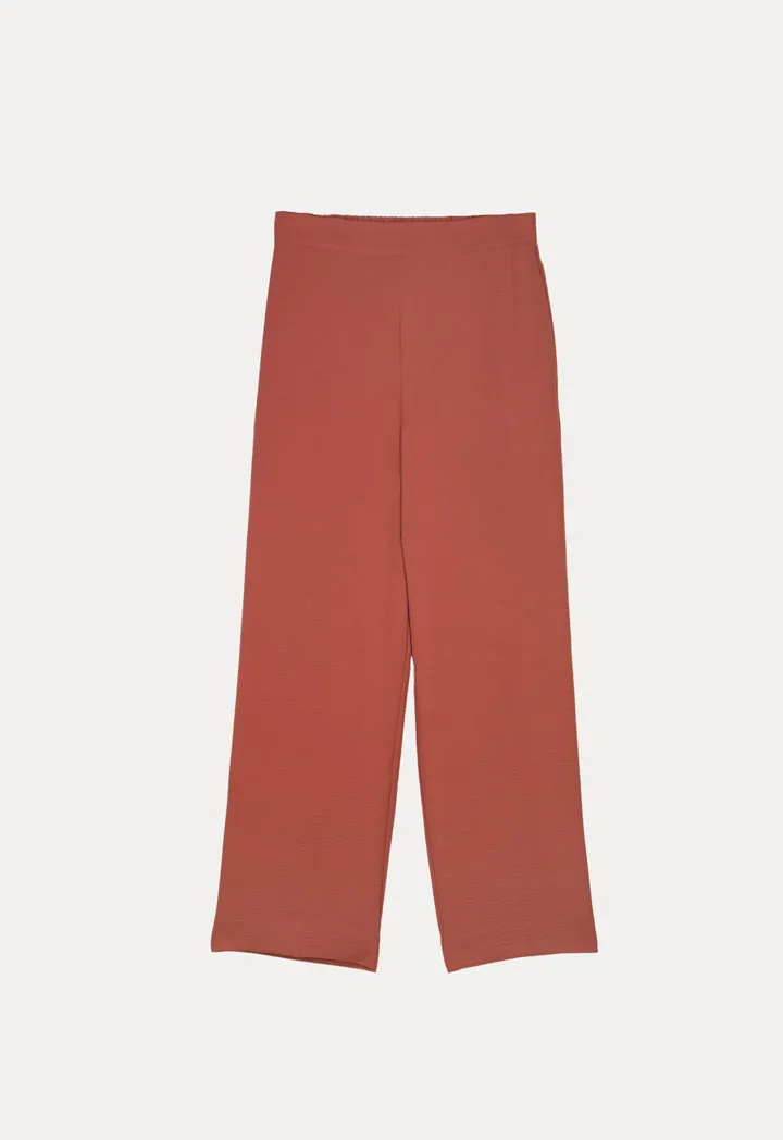 High Rise Textured Straight Leg Trouser