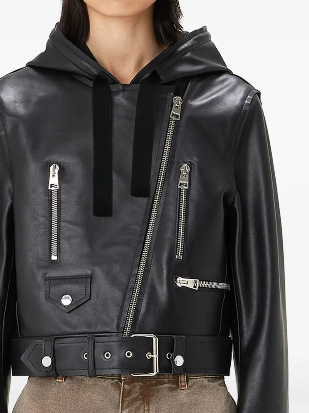 HOODED BIKER JACKET