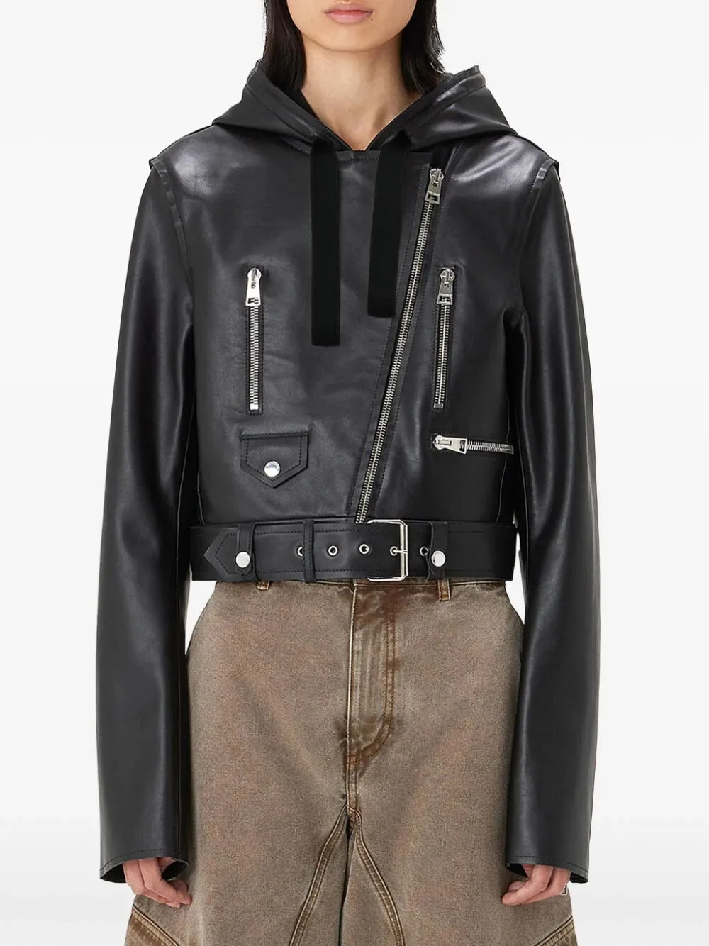 HOODED BIKER JACKET