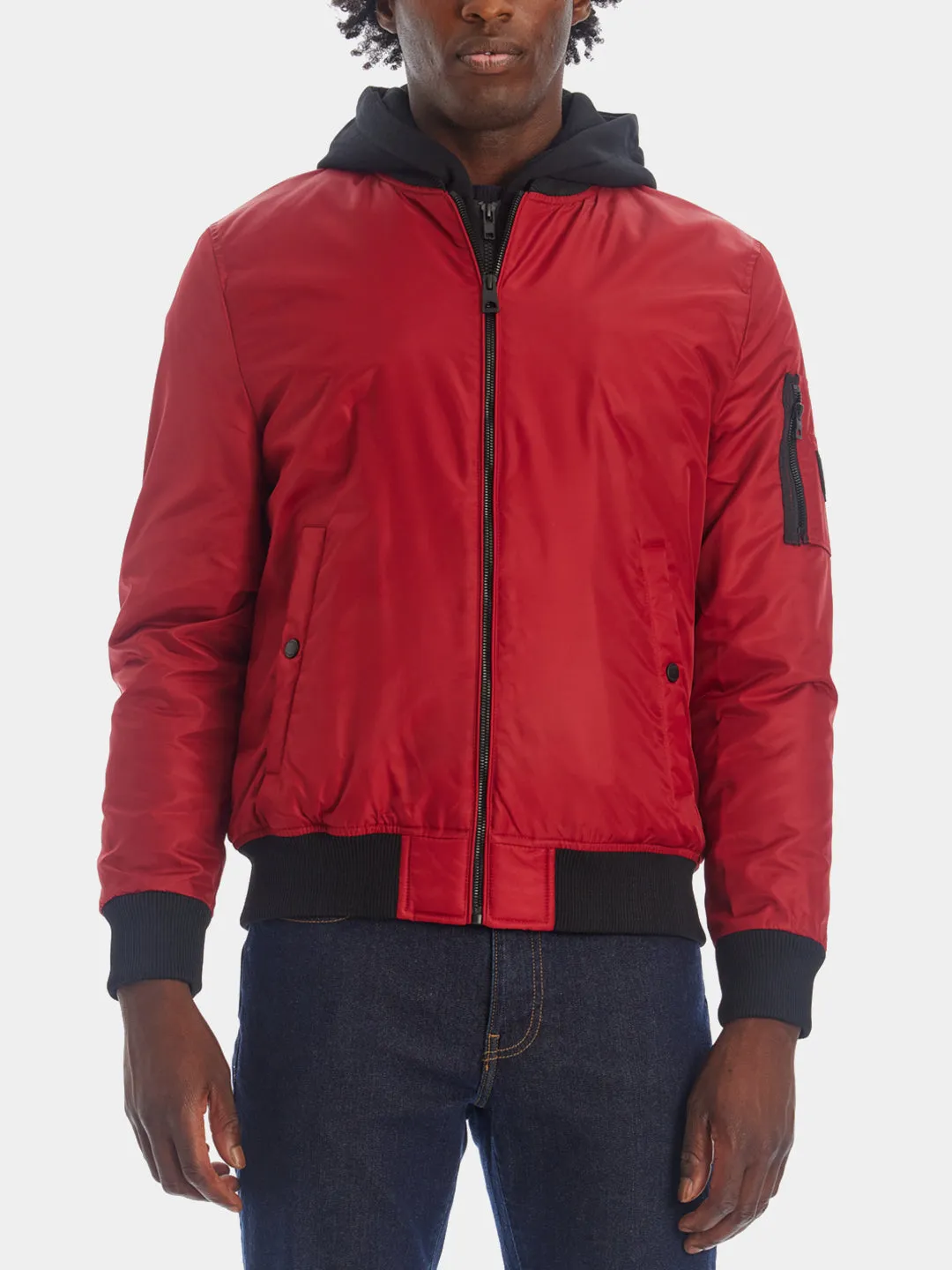 Hooded Nylon Bomber Jacket