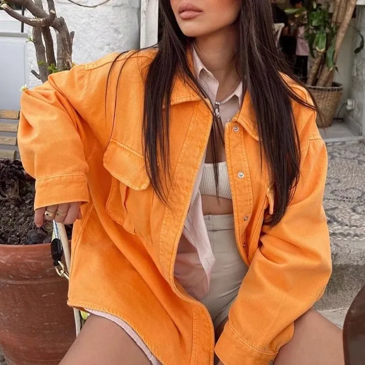 Jera Orange Denim Jacket