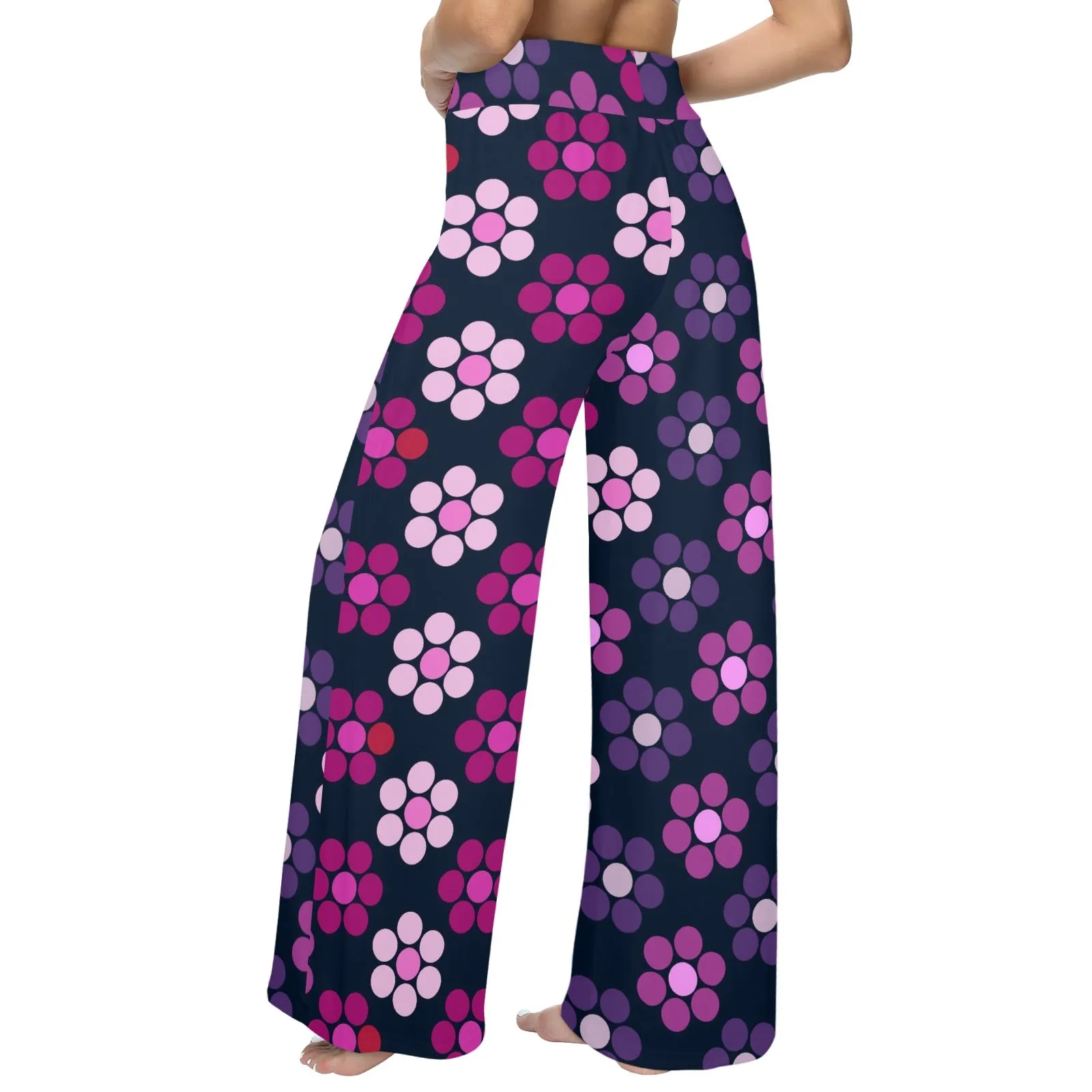 lg lav purple print Women's Wide Leg Lounge Pants (Model L77)