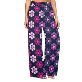 lg lav purple print Women's Wide Leg Lounge Pants (Model L77)