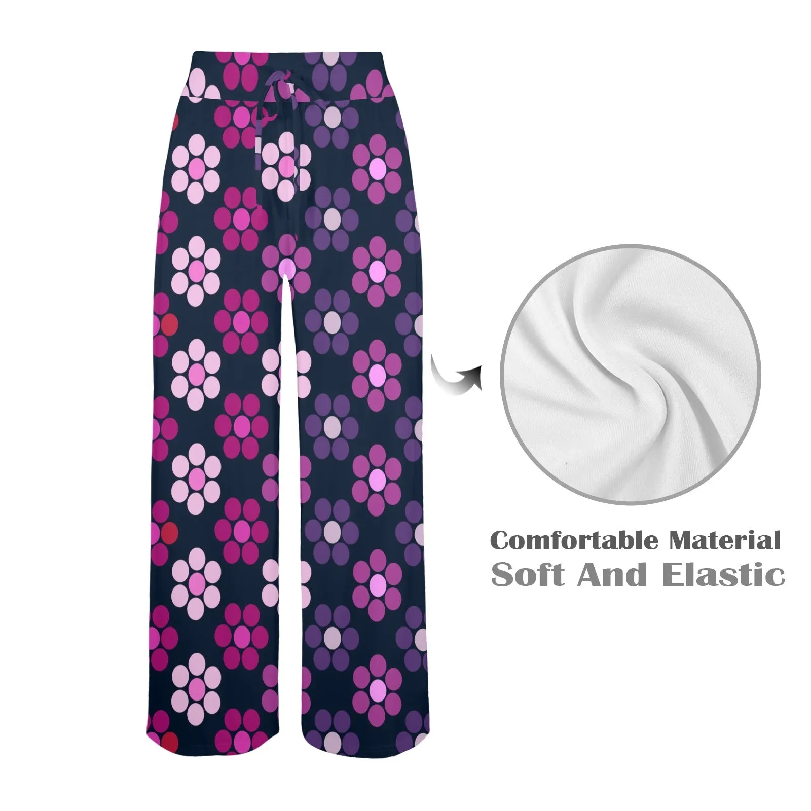 lg lav purple print Women's Wide Leg Lounge Pants (Model L77)