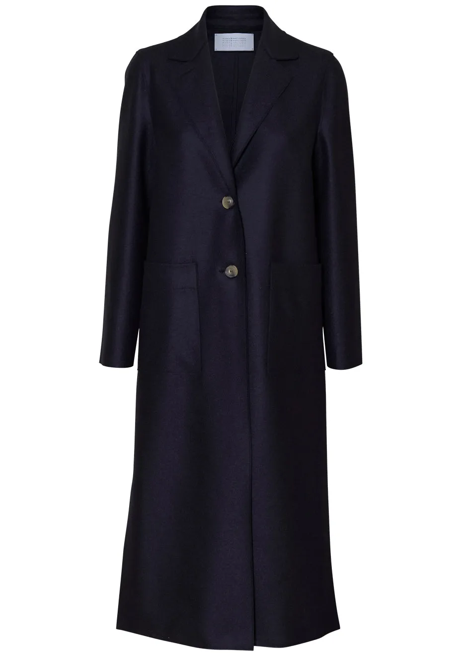 Long Boxy Coat Pressed Wool Navy