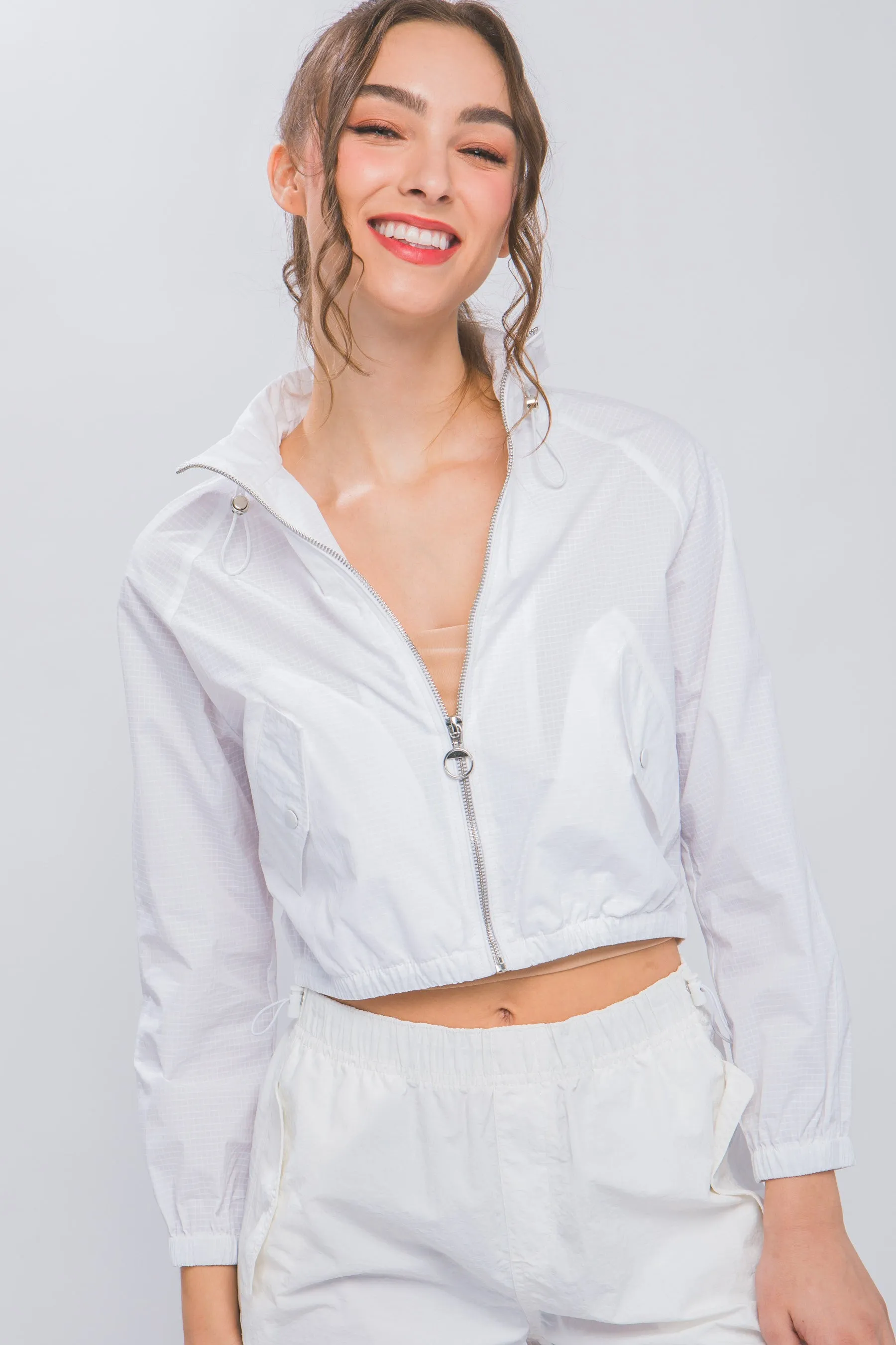 Long Sleeve Cropped Bomber Jacket