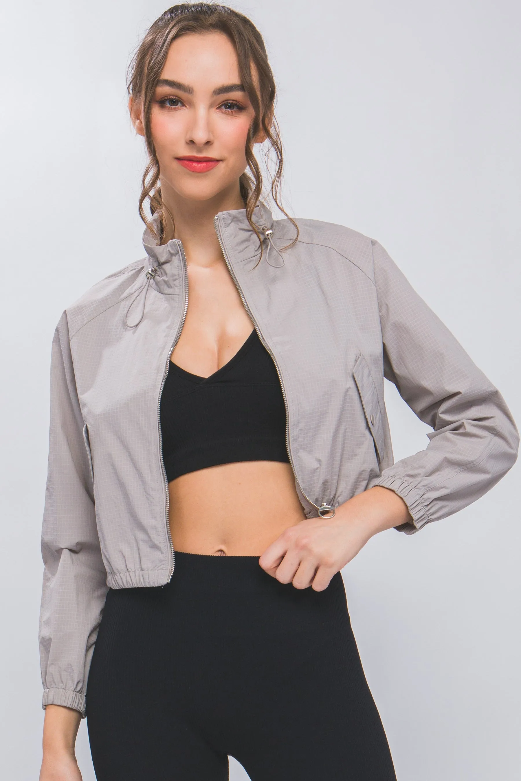 Long Sleeve Cropped Bomber Jacket