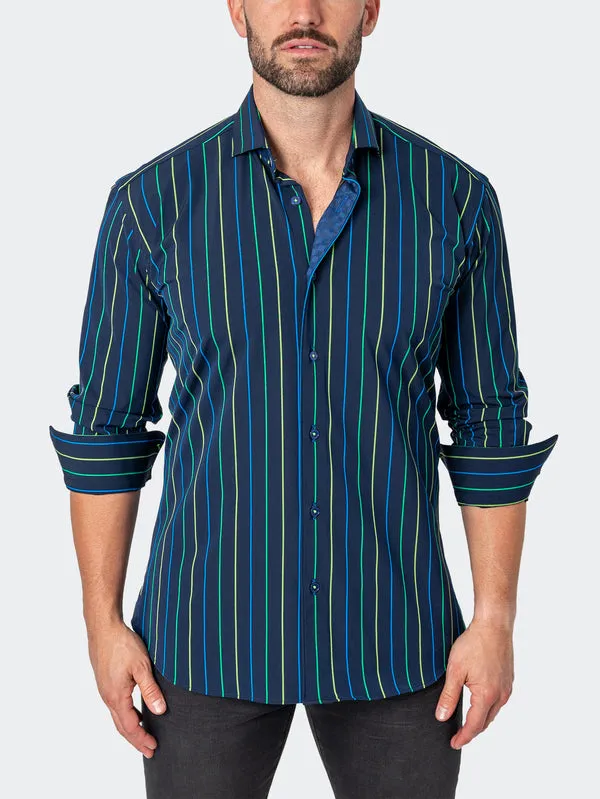 Maceoo Stretch Shirt | Einstein NeonStripe Blue