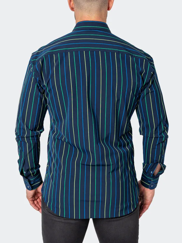 Maceoo Stretch Shirt | Einstein NeonStripe Blue