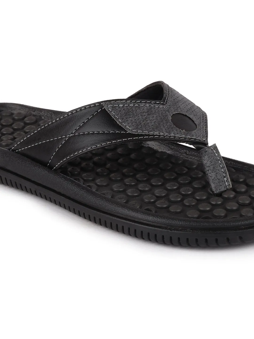 Men Black/Grey Casual Slip-On Slippers