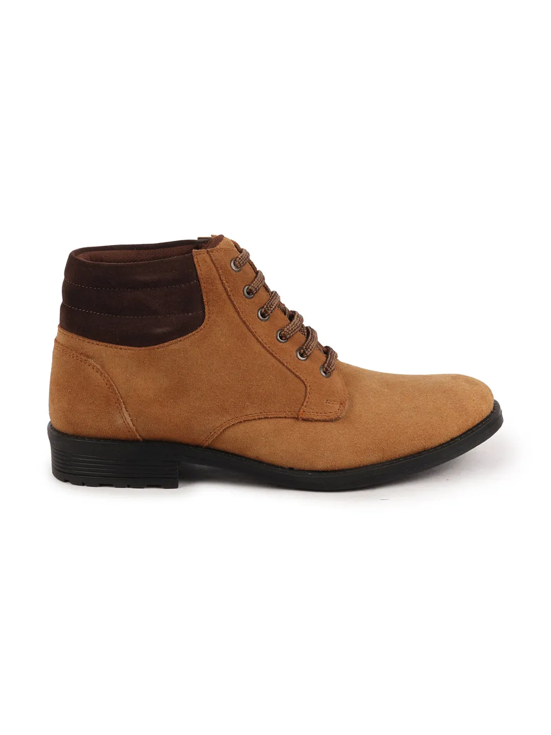 Men Tan Suede Leather Chukka High Ankle Boot For Biking|Hiking|Trekking