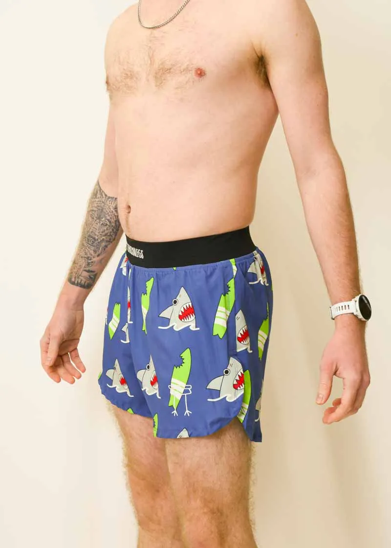 Men's Blue Sharks 4" Half Split Shorts