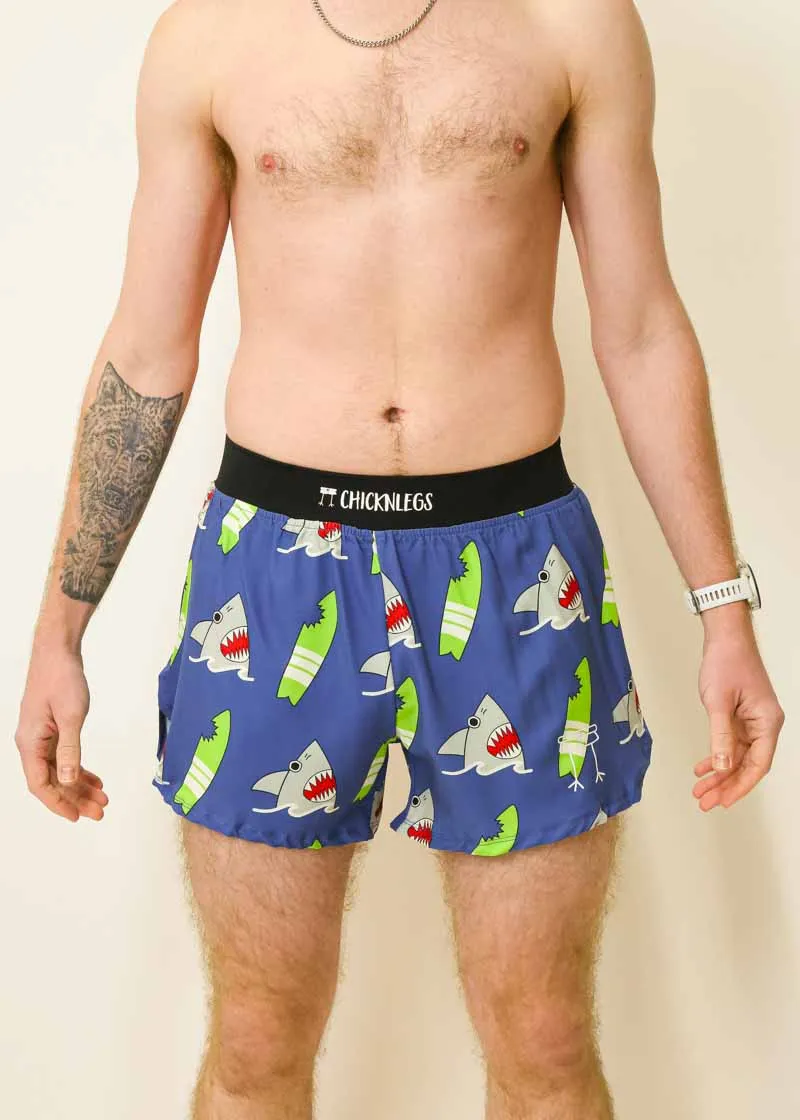 Men's Blue Sharks 4" Half Split Shorts