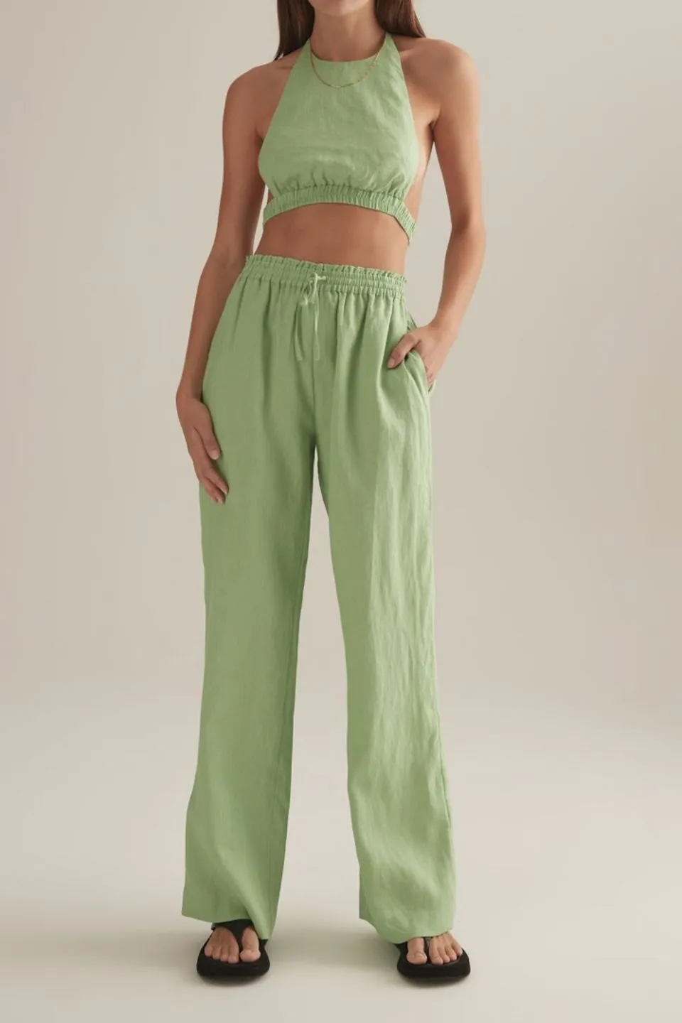 Monterey High Waist Full Length Green Apple Pant