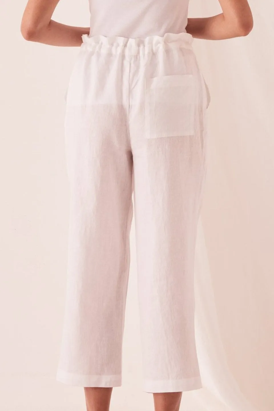 Ollie Linen White Pant