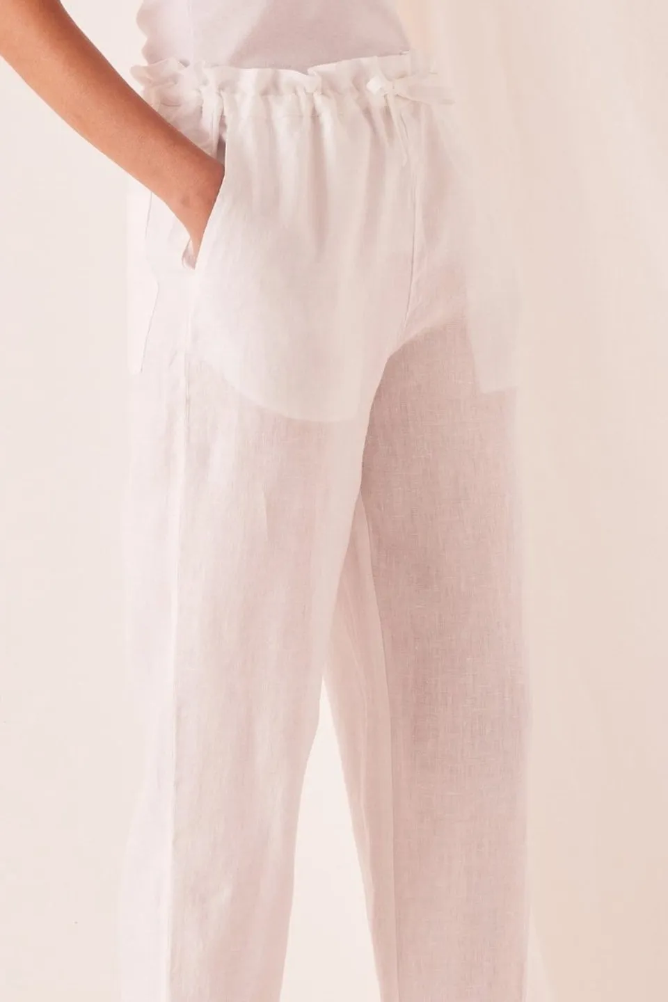 Ollie Linen White Pant